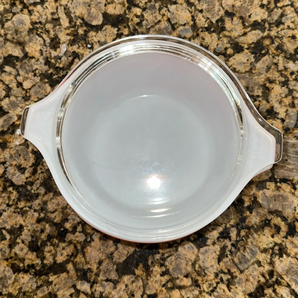 70s Vintage Small Pyrex Autumn Harvest Wheat Bakeware Casserole Bowl Lid 473-B